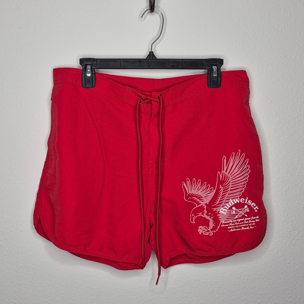 Budweiser PacSun Board Shorts Swim Trunks Red Beach Party Retro short inseam L